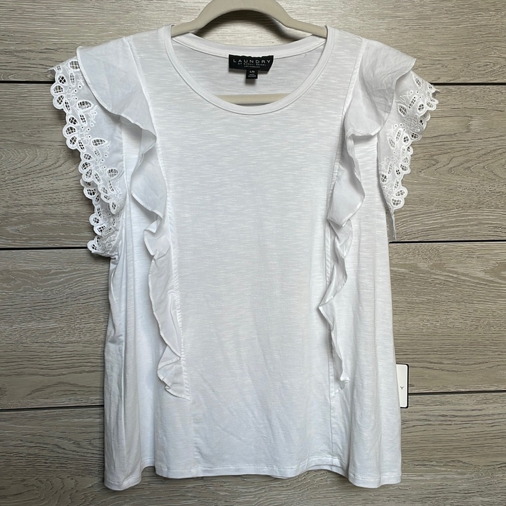 White Flutter-Sleeve Blouse, size L